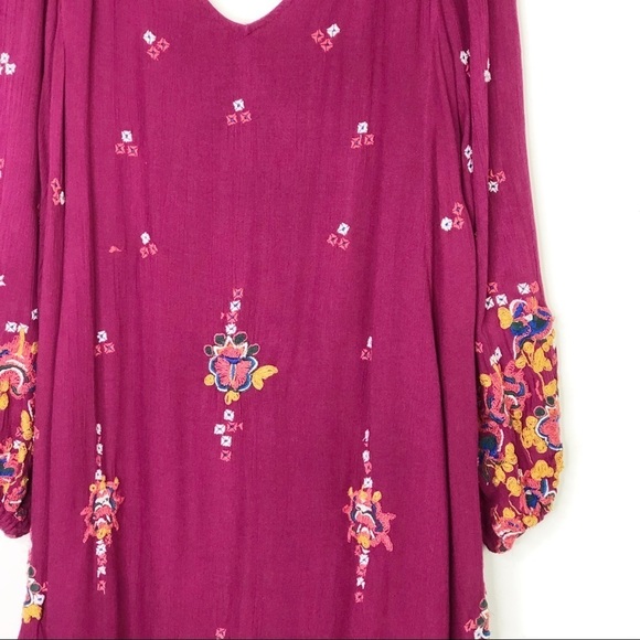 Free people burgundy embroidered dress - Picture 9 of 11